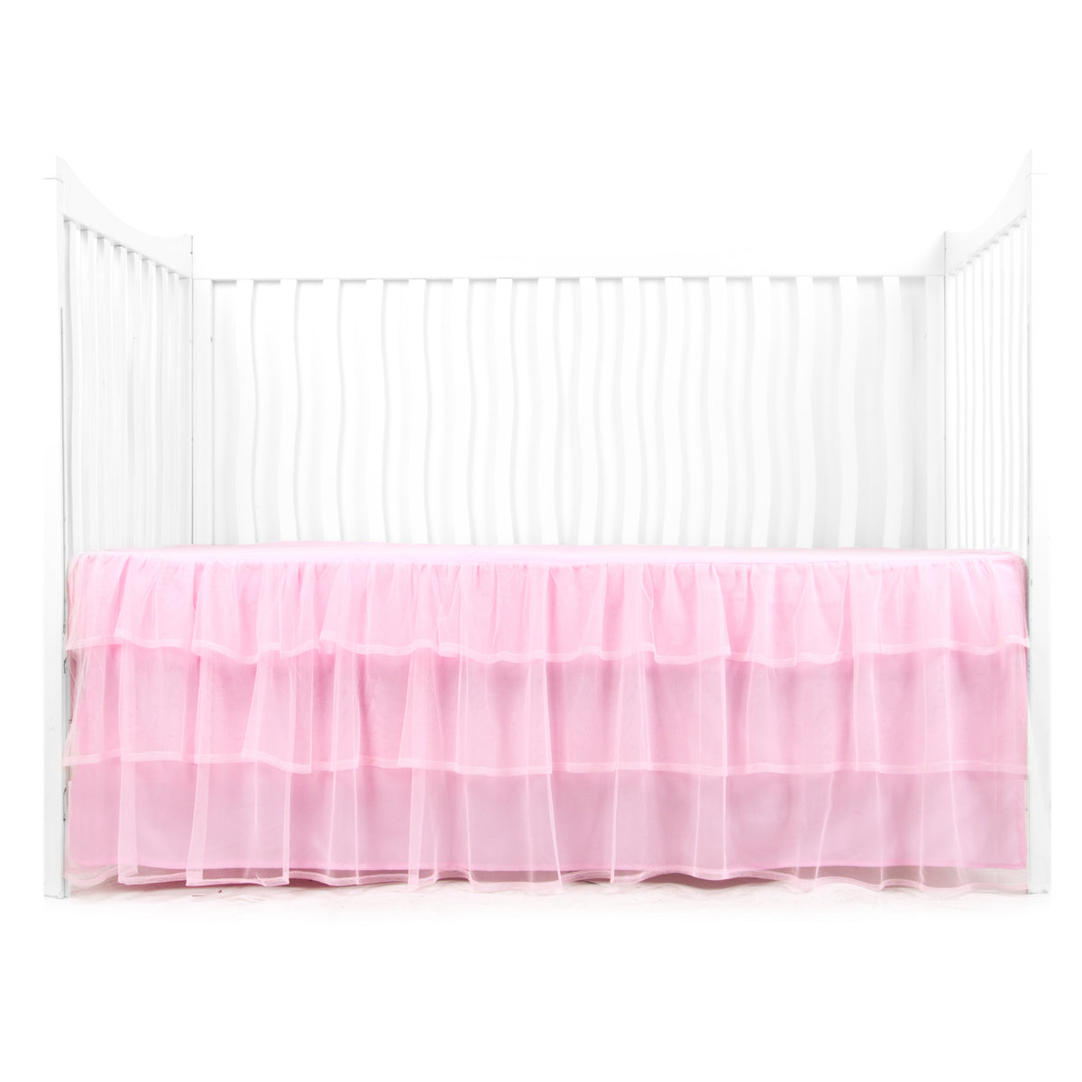 Pink tulle deals crib skirt