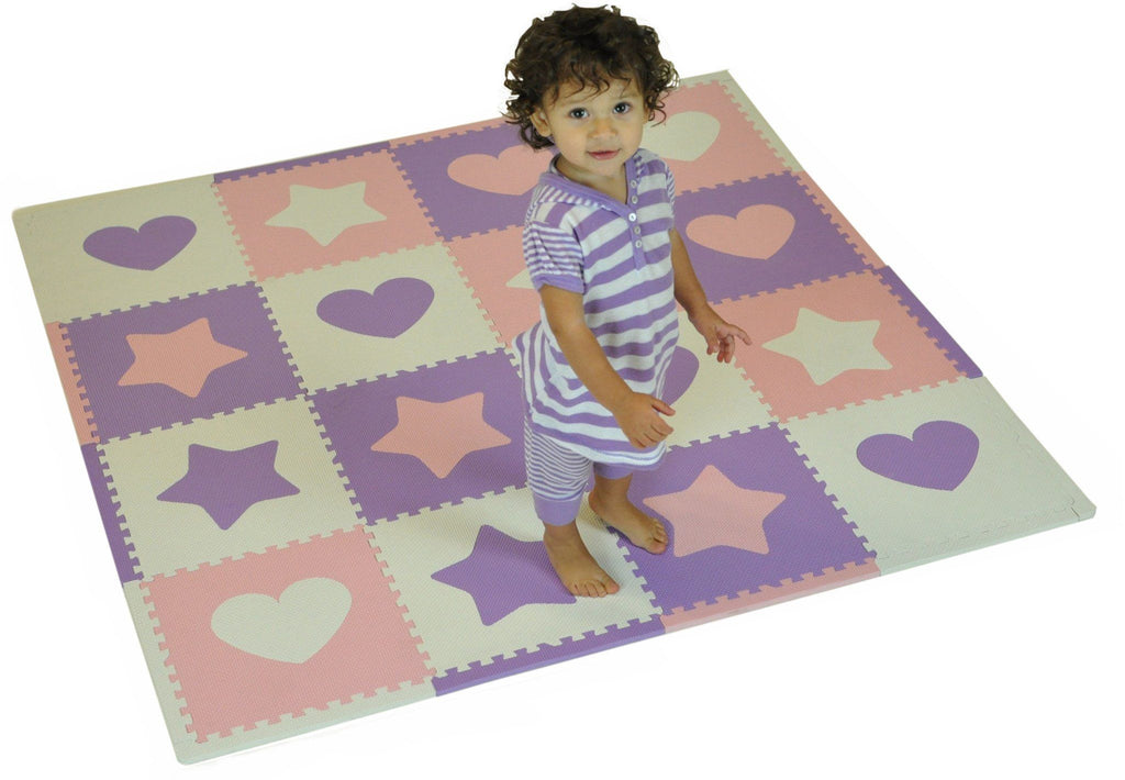 16 Piece Foam Playmat Set, Hearts & Stars Playmats Tadpoles Bedding 